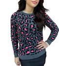 Blusa feminina tricot estampa animal print manga longa