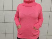 Blusa Feminina Tricot Gola Alta e Bolso Amorelie