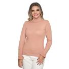 Blusa Feminina Tricot Gola Alta Manga Botão Tendência Inverno