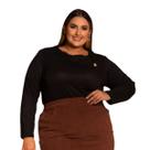 Blusa Feminina Tricot Manga Longa Plus Size 50 Ao 56 Domenica