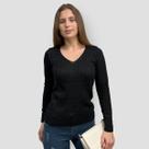 Blusa Feminina Tricot Transinha Gola V Basica Elastano Manga Longa Inverno