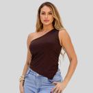 Blusa Feminina Um Ombro Só Barra Assimetrico Suplex Moda Feminina