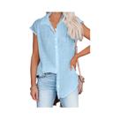 Blusa Feminina Vintage De Algodão Com Manga Curta E Botões, Estilo Harajuku, Solta E Casual, Tamanho Blusa Feminina Vintage De Algodão Com Manga Curta E Botões, Estilo Harajuku, Solta E Casual, Tamanho