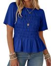 Blusa feminina Watashi com blusa elástica de verão com babados na bainha azul