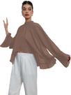 Blusa feminina WDIRARA com babados em chiffon marrom XS Blusa feminina WDIRARA com babados em chiffon marrom XS
