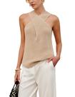Blusa feminina Yeokou Halter, gola cruzada, blusa de malha cáqui