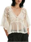 Blusa feminina Yiulangde, boêmia, de renda, de praia, D, branca Blusa feminina Yiulangde, boêmia, de renda, de praia, D, branca