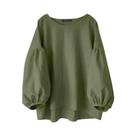Blusa Feminina ZANZEA - Casual, Manga Comprida, Gola Redonda - Estilo Vintage
