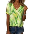 Blusa feminina Zhyaj com estampa floral boho com decote em V e manga curta Blusa feminina Zhyaj com estampa floral boho com decote em V e manga curta