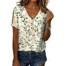 Blusa feminina Zhyaj com estampa floral boho com decote em V e manga curta Blusa feminina Zhyaj com estampa floral boho com decote em V e manga curta