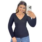 Blusa Feminino FMF Suéter de Tricô Preto Manga Longa
