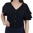 Blusa Feminino Giraffe Manga Babado Preta - 6215