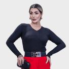 Blusa Feminino Trancinha Modal Gola V