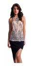 Blusa Festa Renda E Crepe Nude Alça Fato Básico Blusa Festa Renda E Crepe Nude Alça Fato Básico