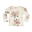 Blusa Floral Bege Suedine Infantil Menina Aysha