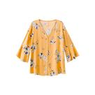 blusa Floral Manga 3/4 Plus Size