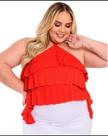 Blusa Frente Unica em Camadas Vermelho.