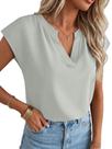 Blusa Funlingo feminina, boné, manga curta, decote em V, cinza 2GG