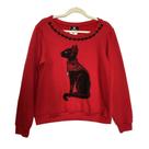 Blusa Gato Moletom Flanelado Bordada Vermelho Queimado Blusa Gato Moletom Flanelado Bordada Vermelho Queimado