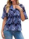 Blusa Glamaker Chiffon com estampa floral de manga curta e decote em V
