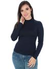 Blusa Gola Alta Feminina Poliamida Manga Longa Marinho
