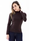 Blusa Gola Alta Feminina Poliamida Manga Longa Marrom