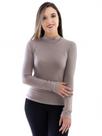 Blusa Gola Alta Feminina Viscolycra Manga Longa Areia