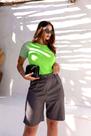 Blusa Gola Redonda Lurex na Manga curta Elegante Tendência Blusa Gola Redonda Lurex na Manga curta Elegante Tendência