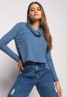 Blusa Golão Manga Longa Canelada Azul Jeans Salvatore