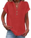Blusa Grafumo Spring 2026, moderna, casual, com decote em V, algodão vermelho