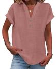 Blusa Grafumo Spring 2026, moderna, decote em V, manga curta, rosa