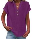 Blusa Grafumo Spring 2026 na moda com decote em V, manga curta, roxa
