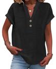 Blusa Grafumo Spring Tops para mulheres 2026 com decote em V preta Blusa Grafumo Spring Tops para mulheres 2026 com decote em V preta