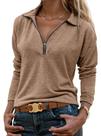 Blusa Halife Business Casual de manga comprida para mulheres Khaki M Blusa Halife Business Casual de manga comprida para mulheres Khaki M