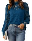 Blusa HOTOUCH Mesh Top Feminina de Manga Comprida Floral Plus Size