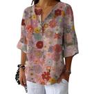 Blusa HOTYD Boho com estampa floral com decote em V e manga comprida para mulheres