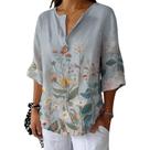Blusa HOTYD Boho com estampa floral com decote em V e manga comprida para mulheres