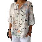 Blusa HOTYD Boho com estampa floral com decote em V e manga comprida para mulheres