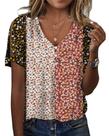 Blusa HOTYD Boho com estampa floral com decote em V e ombros frios para mulheres