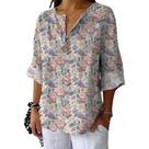 Blusa HOTYD Boho Floral de manga comprida com decote em V para mulheres rosa M Blusa HOTYD Boho Floral de manga comprida com decote em V para mulheres rosa M