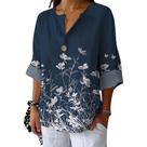 Blusa HOTYD Boho Floral de manga comprida com decote em V para mulheres Blusa HOTYD Boho Floral de manga comprida com decote em V para mulheres