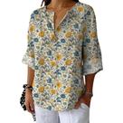 Blusa HOTYD Floral Boho com decote em V de manga comprida para mulheres amarela Blusa HOTYD Floral Boho com decote em V de manga comprida para mulheres amarela