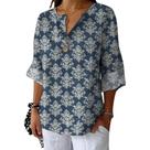 Blusa HOTYD Floral Boho Print com decote em V e manga comprida para mulheres