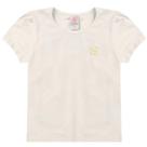 Blusa infantil feminina cotton com elastano com aplique manga copinho - off white