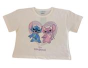 Blusa Infantil Feminina MC Cropped Lilo & Stitch Fakini