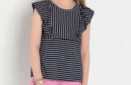 Blusa Infantil Listrada com Babado - 4