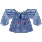 Blusa Infantil Look Jeans Bata Ciganinha Jeans