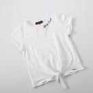 Blusa Infantil Malha Branca com Amarração na Cintura