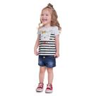 Blusa Infantil Manga Curta Gata Menina Mescla Kyly