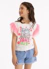 Blusa Infantil Manga de Tules, Estampa e Bordado de Paetê Blusa Infantil Manga de Tules, Estampa e Bordado de Paetê